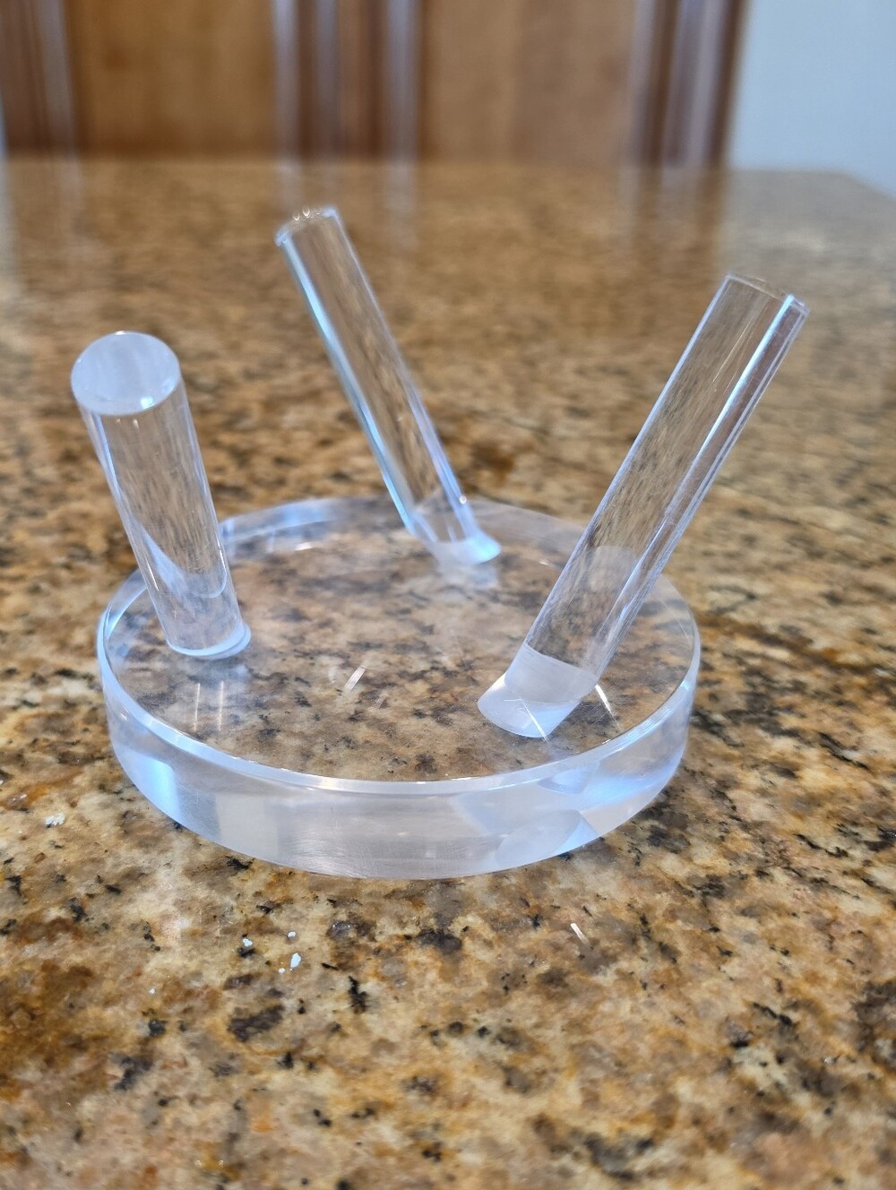 Clear Acrylic Display Pedestal or Stand - 3 Removable Pegs - EUC